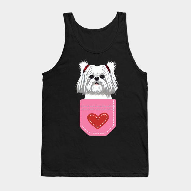 Fluffy Cute Crusty White Dog of Maltese Shih Tzu Tank Top by Mochabonk